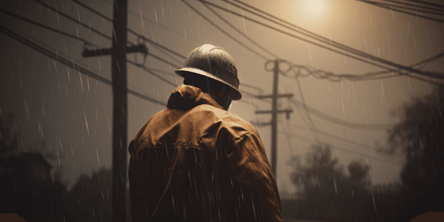 Lineman in rain background